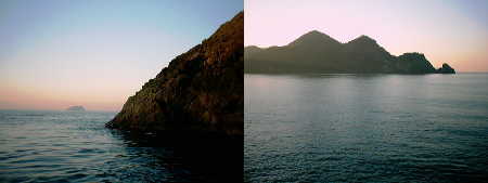 カイソの鼻から冠島と成生岬を見た写真
