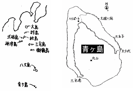 伊豆七島と青ヶ島の地図