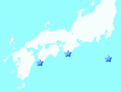 八丈島、沖ノ島、潮岬の位置
